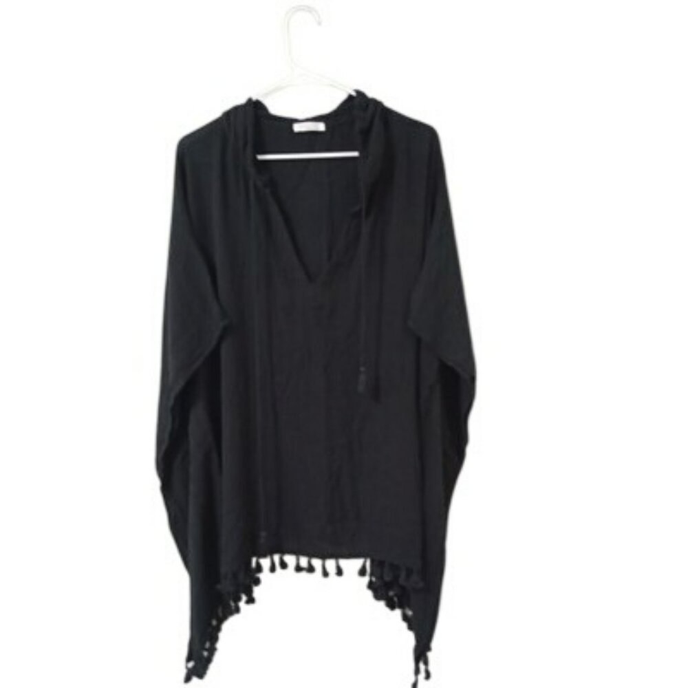 Loves Titch Hooded Poncho Fringe Edge Women For the Beach and Pool One Size